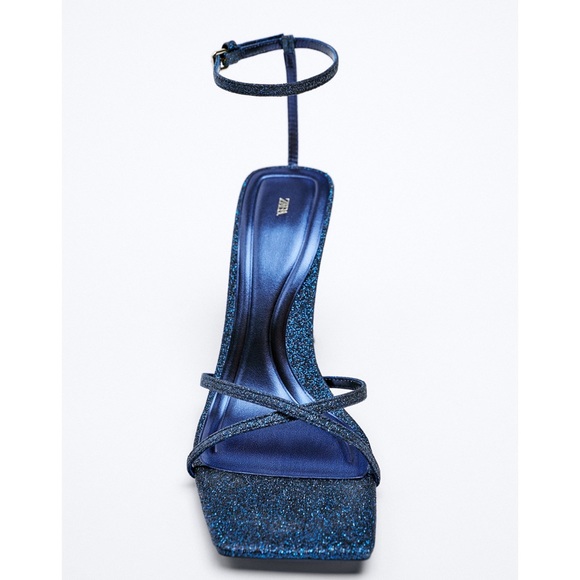 Zara Strappy Glittery Heeled Sandals Size 8 - Picture 3 of 4